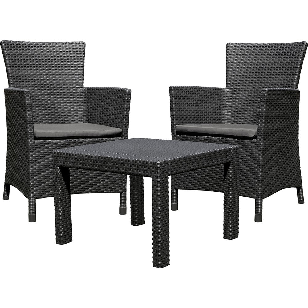Set da giardino in rattan artificiale antracite per 2 persone Rosario - Keter | Set di mobili da giardino