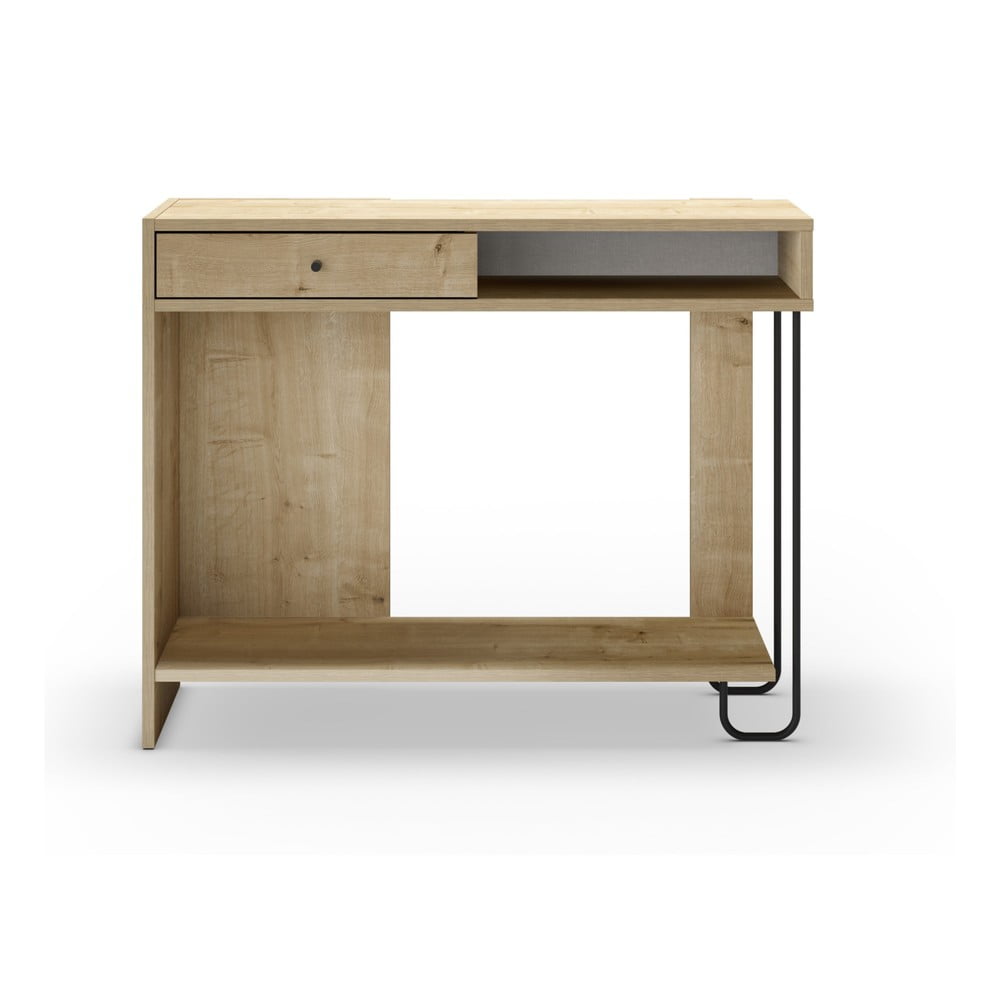 Consolle con piano in rovere decorato in colore naturale 35x100 cm Saturne - Marckeric | Tavoli consolle
