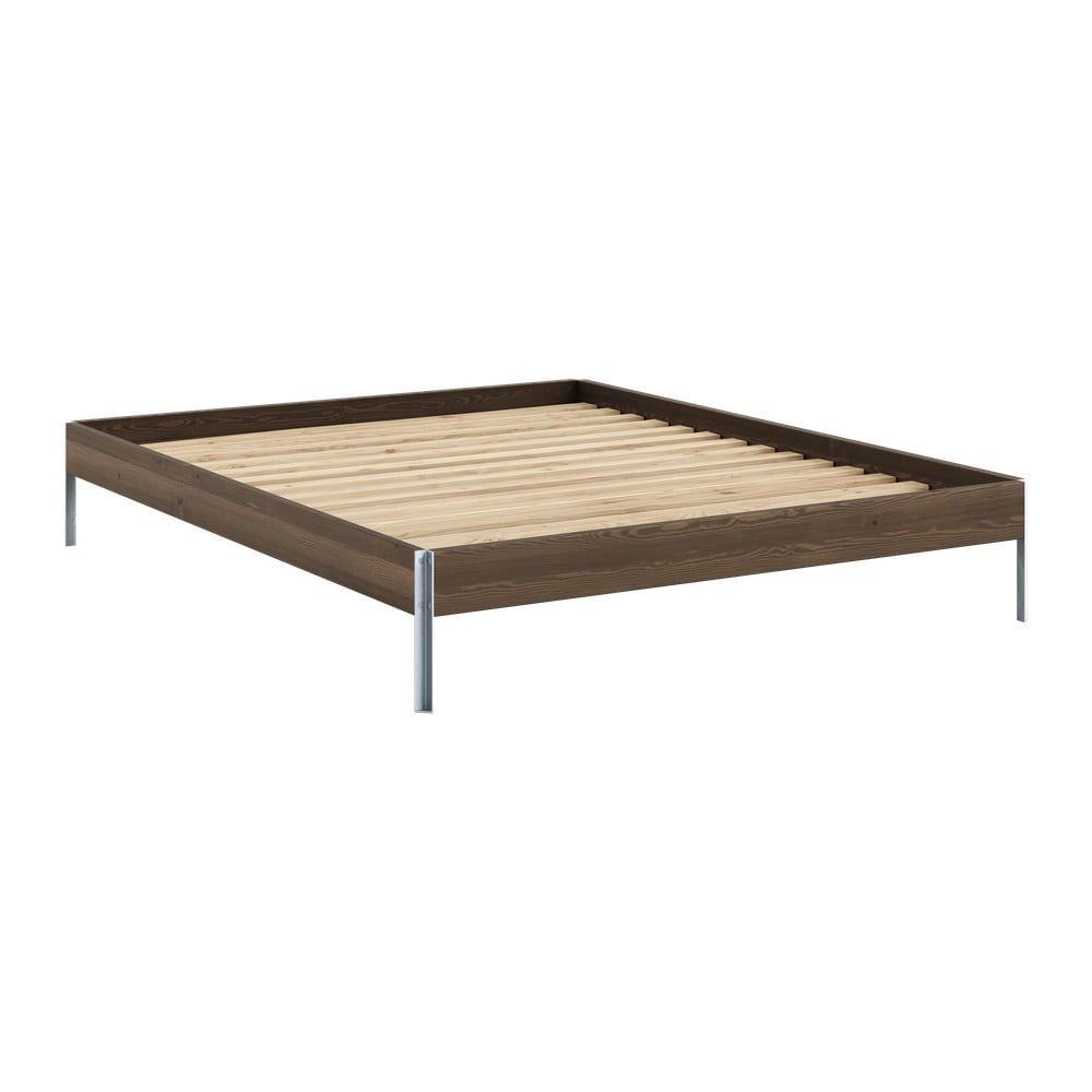 Letto matrimoniale marrone in pino massiccio con rete inclusa 160x200 cm Core – Karup Design | Letti matrimoniali