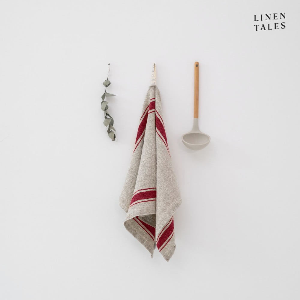 Asciugamano di lino 40x65 cm Red Stripe Vintage - Linen Tales | Asciugamani da cucina