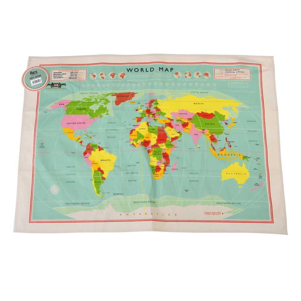 Asciugamano in cotone, 50 x 70 cm World Map - Rex London | Asciugamani da cucina