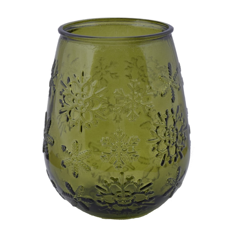 Vaso in vetro verde con motivo natalizio Copos de Nieve - Ego Dekor | Vasi