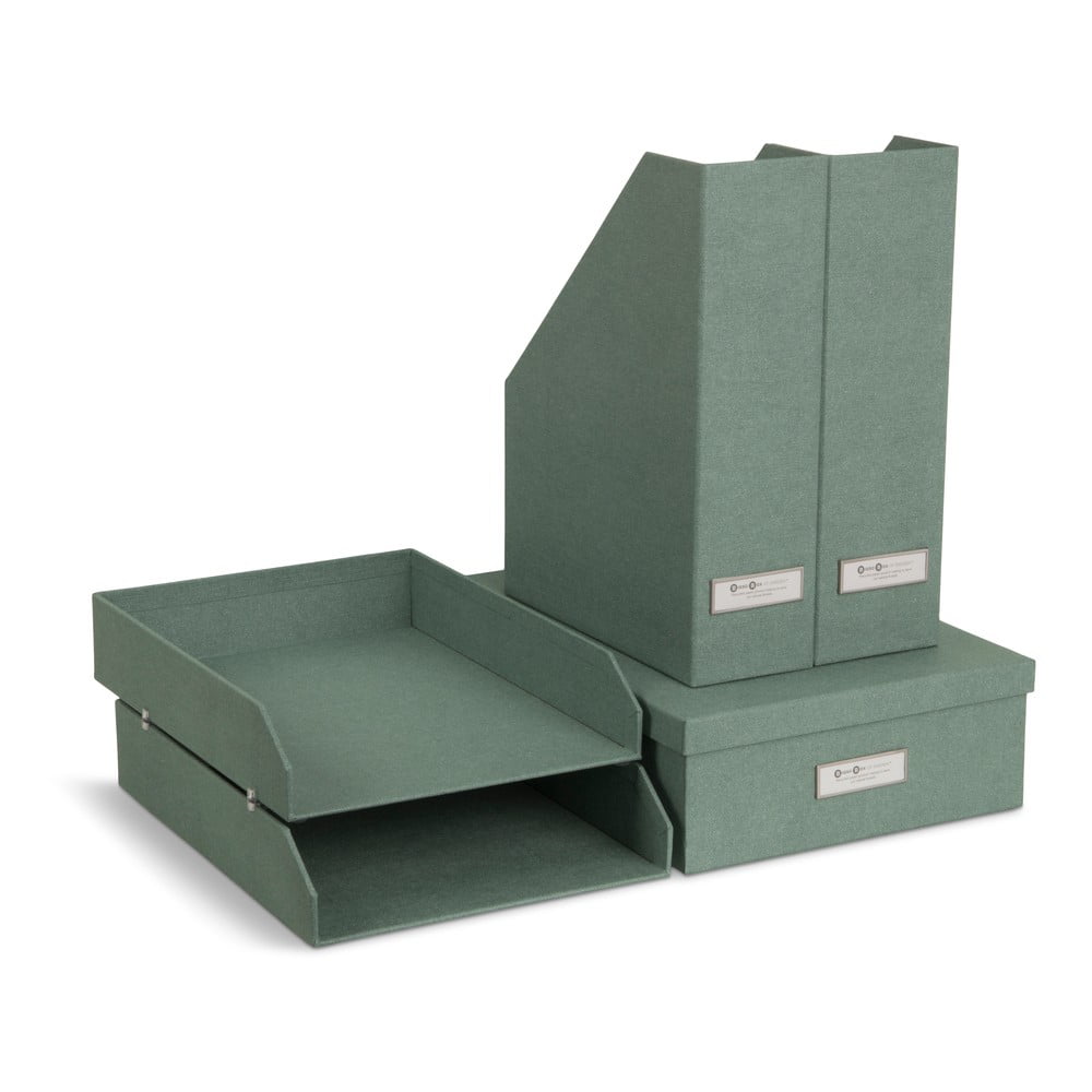 Set di organizer verdi in cartone per documenti 5 pz Holger Canvas Paper Laminate – Bigso | Organizer per l'ufficio
