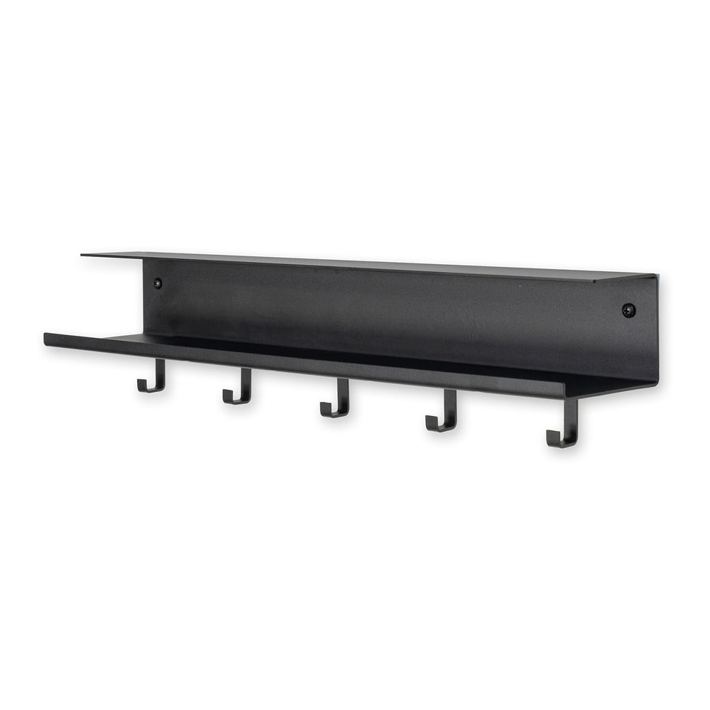 Appendiabiti da parete in metallo nero con ripiano Easy - Spinder Design | Attaccapanni