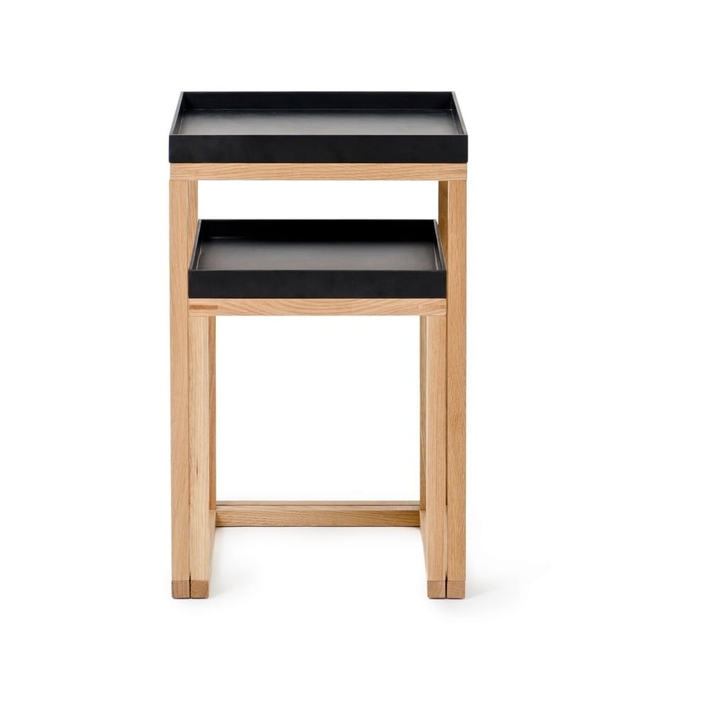 Set di 2 tavolini in rovere con piano nero Rovere Nest - Wireworks | Tavolini