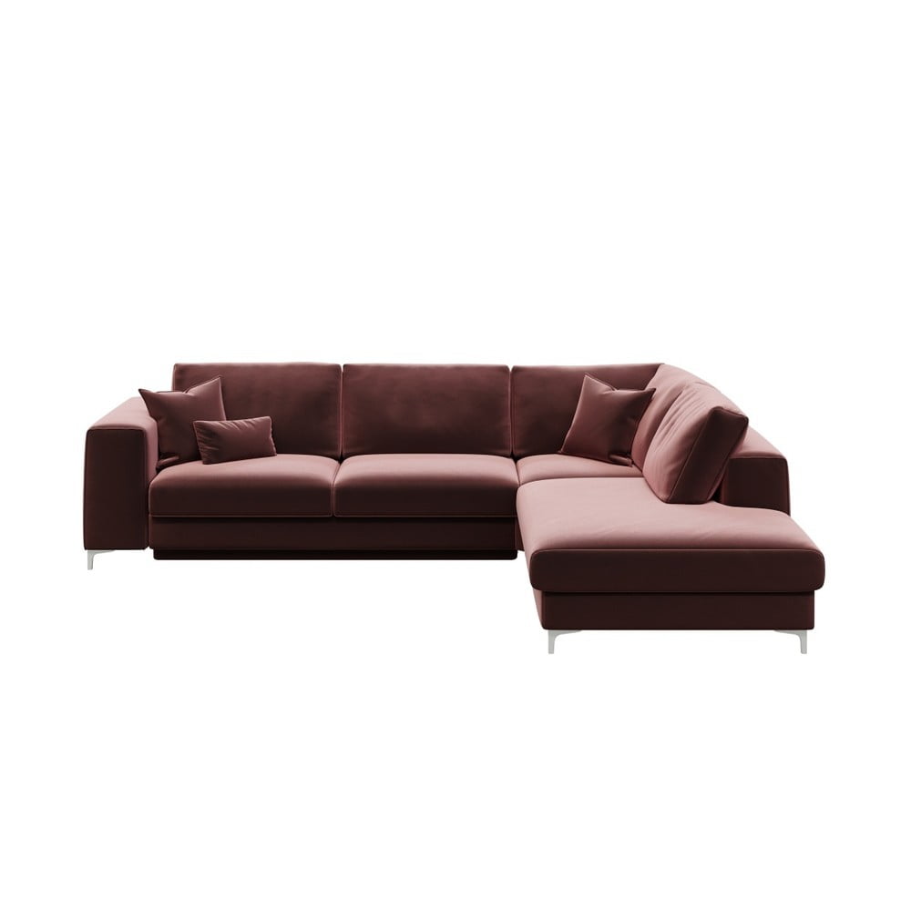 Divano in velluto rosa scuro Divano letto angolare Devichy, angolo destro Rothe - devichy | Divani ad angolo