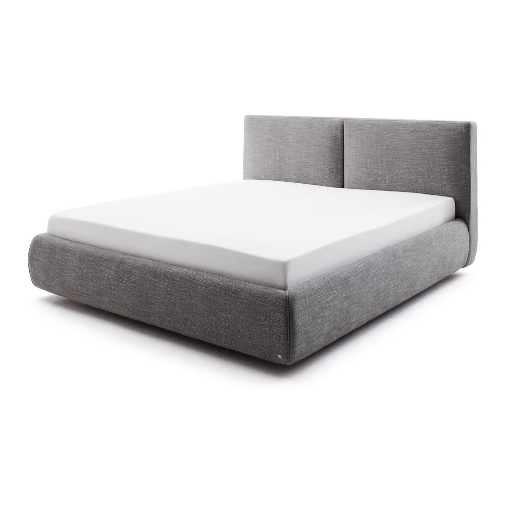 Letto matrimoniale imbottito grigio scuro con contenitore con griglia 180x200 cm Atesio - Meise Möbel | Letti matrimoniali