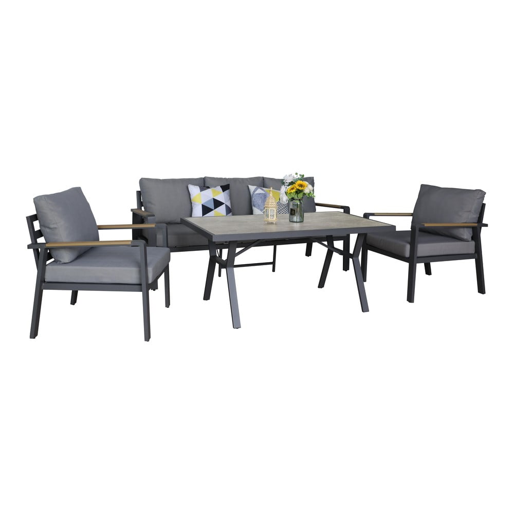 Set di mobili da giardino grigio scuro in alluminio per 5 persone Sibiu – Rojaplast | Set di mobili da giardino