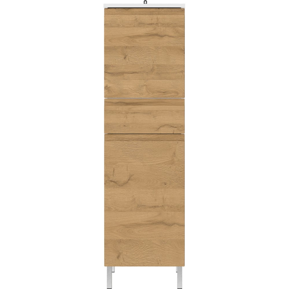 Mobile da bagno alto bianco con decoro in rovere 34x120 cm Torrance - Germania | Armadietti e mobili da bagno