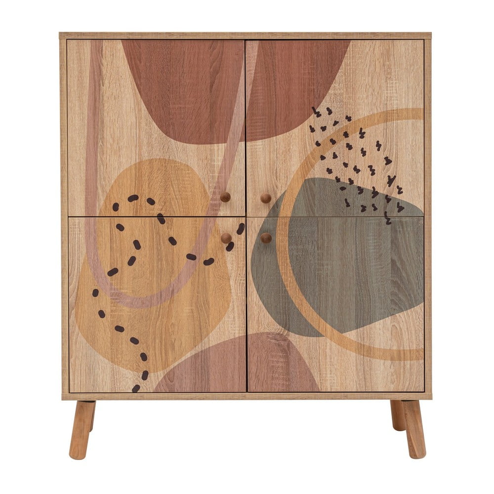 Mobiletto in rovere decorato in colore naturale 95x111 cm Multilux - Kalune Design | Credenze