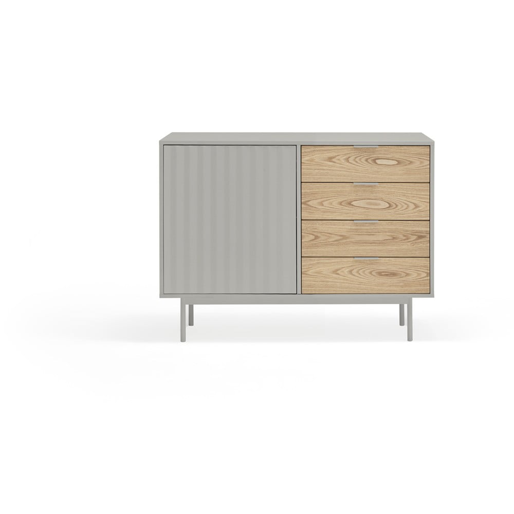 Cassettiera bassa grigia effetto rovere 108x80 cm Sierra - Teulat | Cassettiere