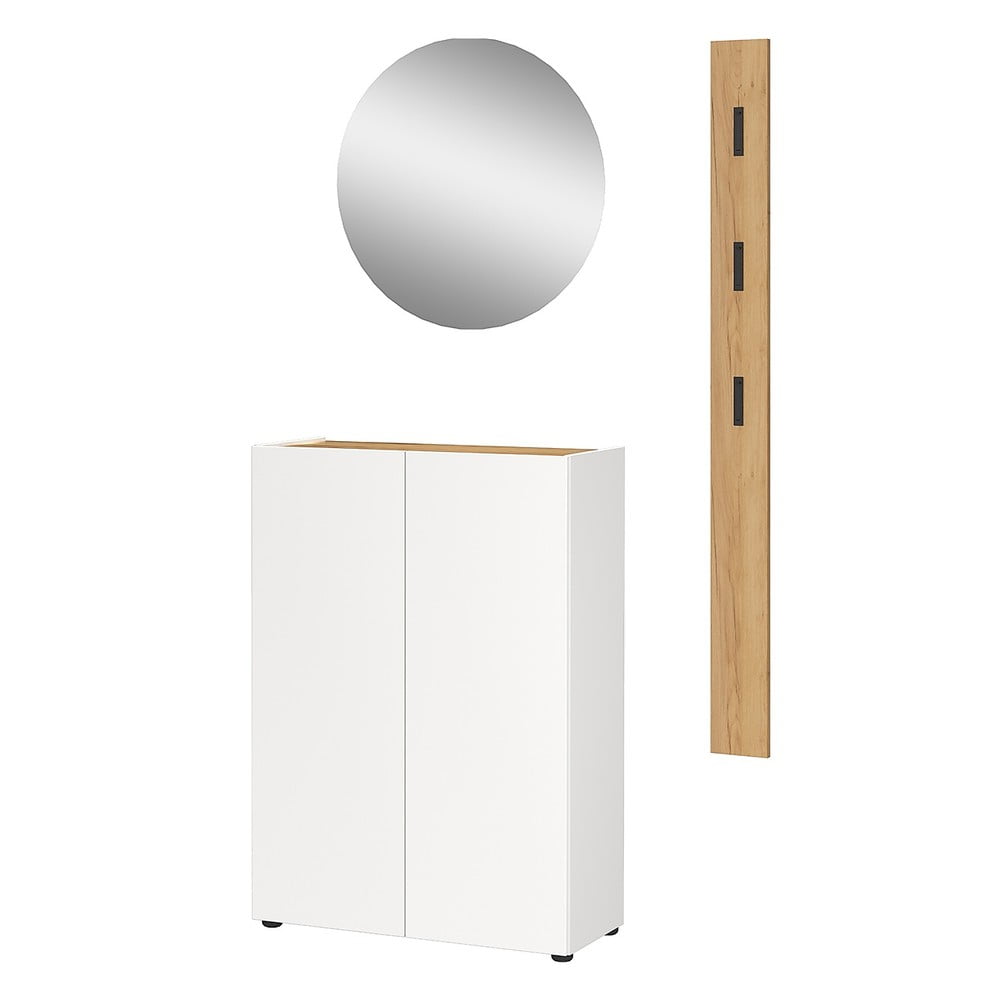 Set di mobili da ingresso bianco con effetto rovere 104x200x33 cm Alviano – Germania | Set di mobili da ingresso