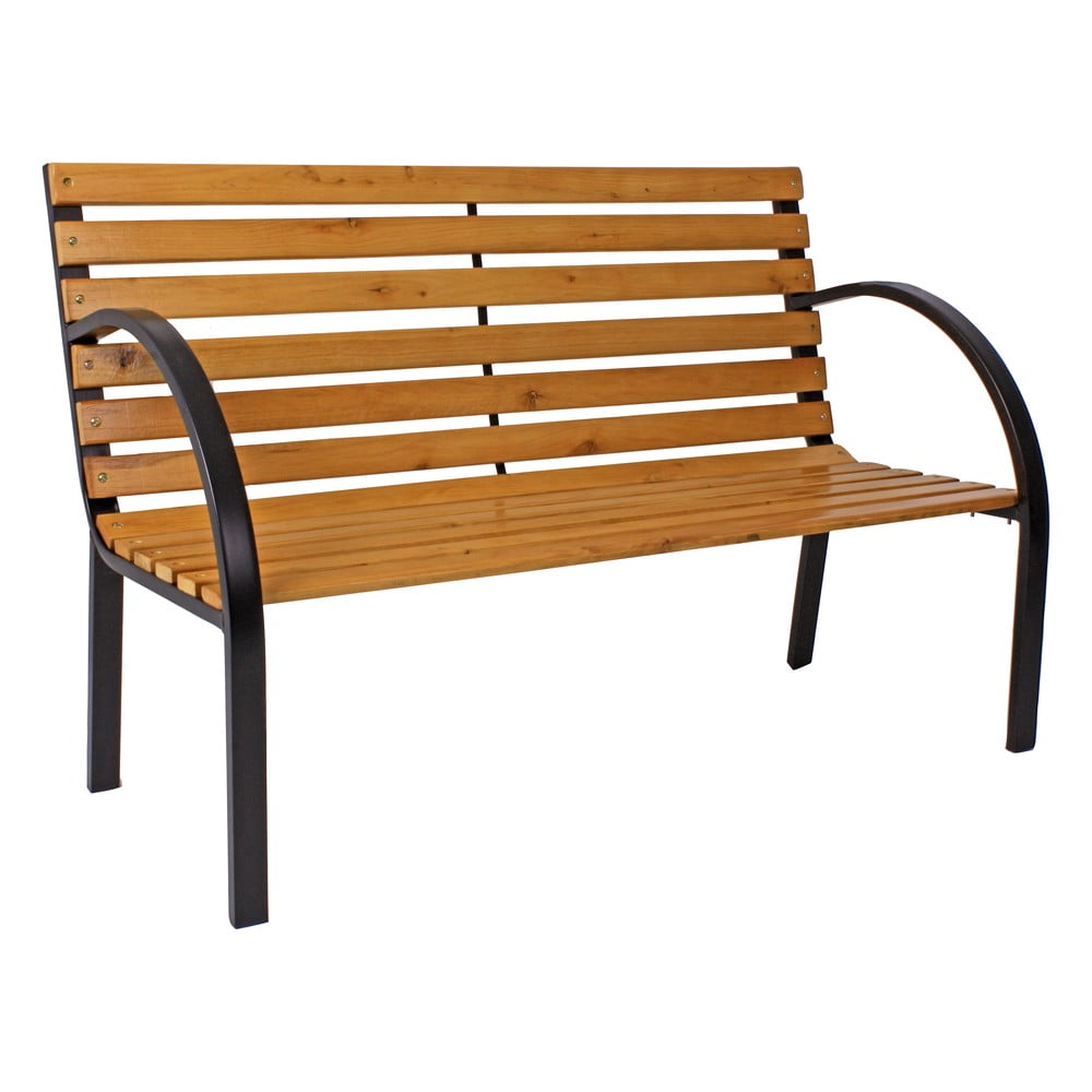 Panchina da giardino in legno con struttura in acciaio Bellevue - Garden Pleasure | Panche da giardino