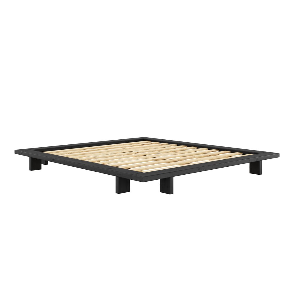 Letto matrimoniale nero in legno di pino con griglia 180x200 cm Japan - Karup Design | Letti matrimoniali
