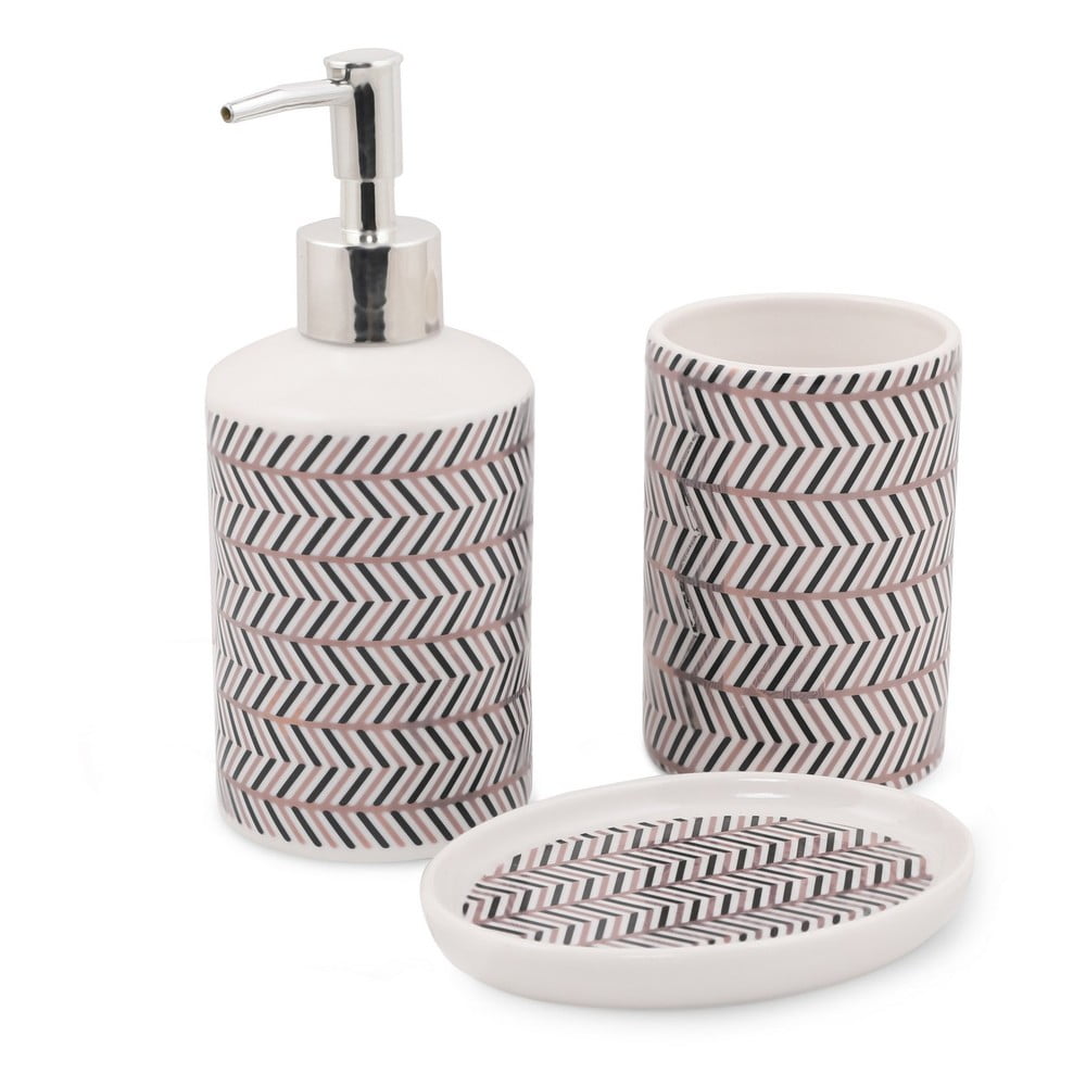 Set di accessori da bagno in poliresina bianca e nera Lidya - Mioli Decor | Set accessori per il bagno