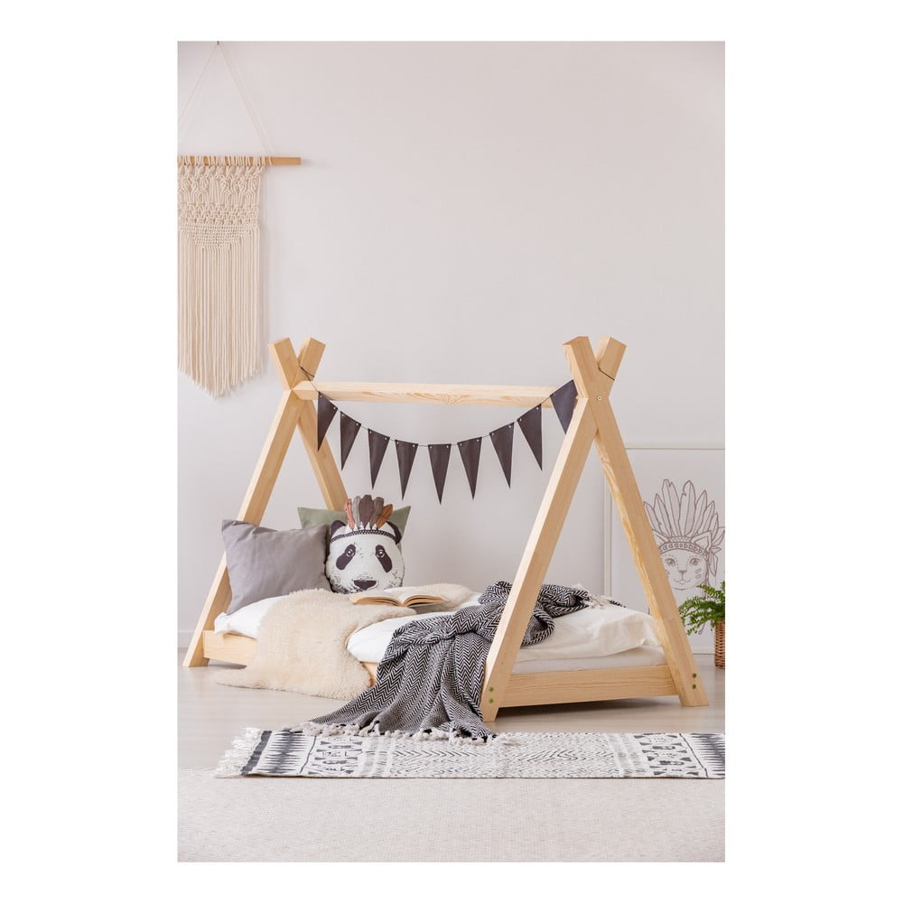 Letto da casa in legno di pino Mila TP, 90 x 160 cm - Adeko | Letti per bambini