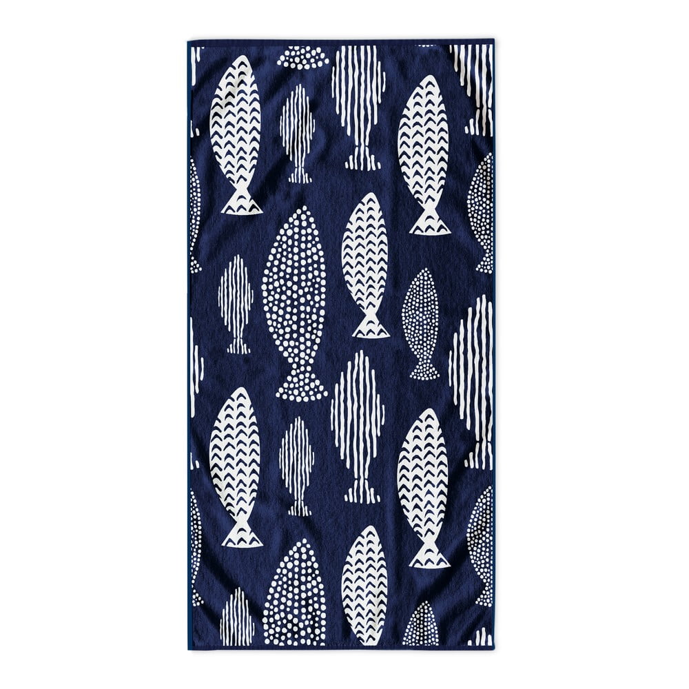 Telo mare blu scuro 90x180 cm Fish - DecoKing | Asciugamani e teli da spiaggia