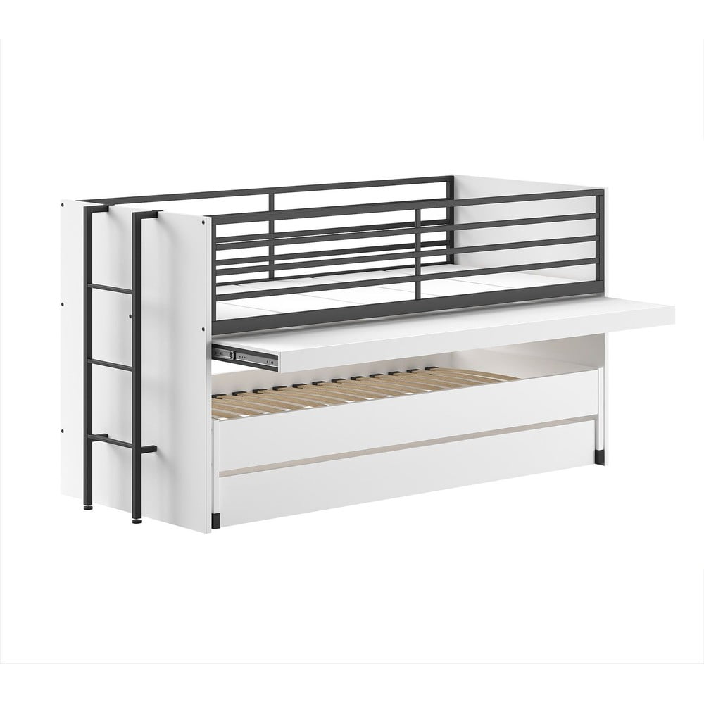 Letto da bambini a castello/estraibile bianco con scrivania con rete inclusa 90x200 cm Sam – Vipack | Letti per bambini