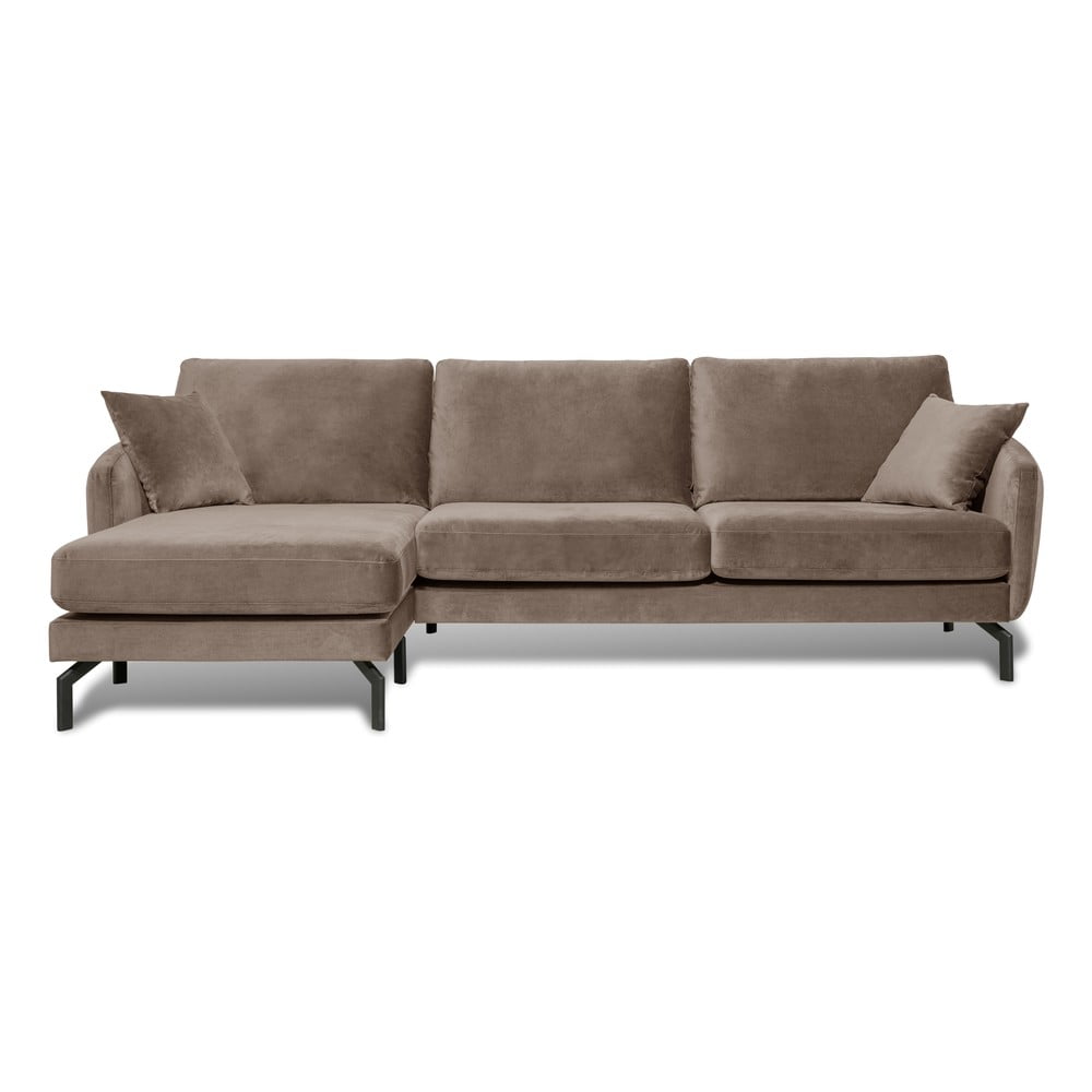 Divano angolare in velluto marrone-beige (angolo sinistro) Magic - Scandic | Divani ad angolo