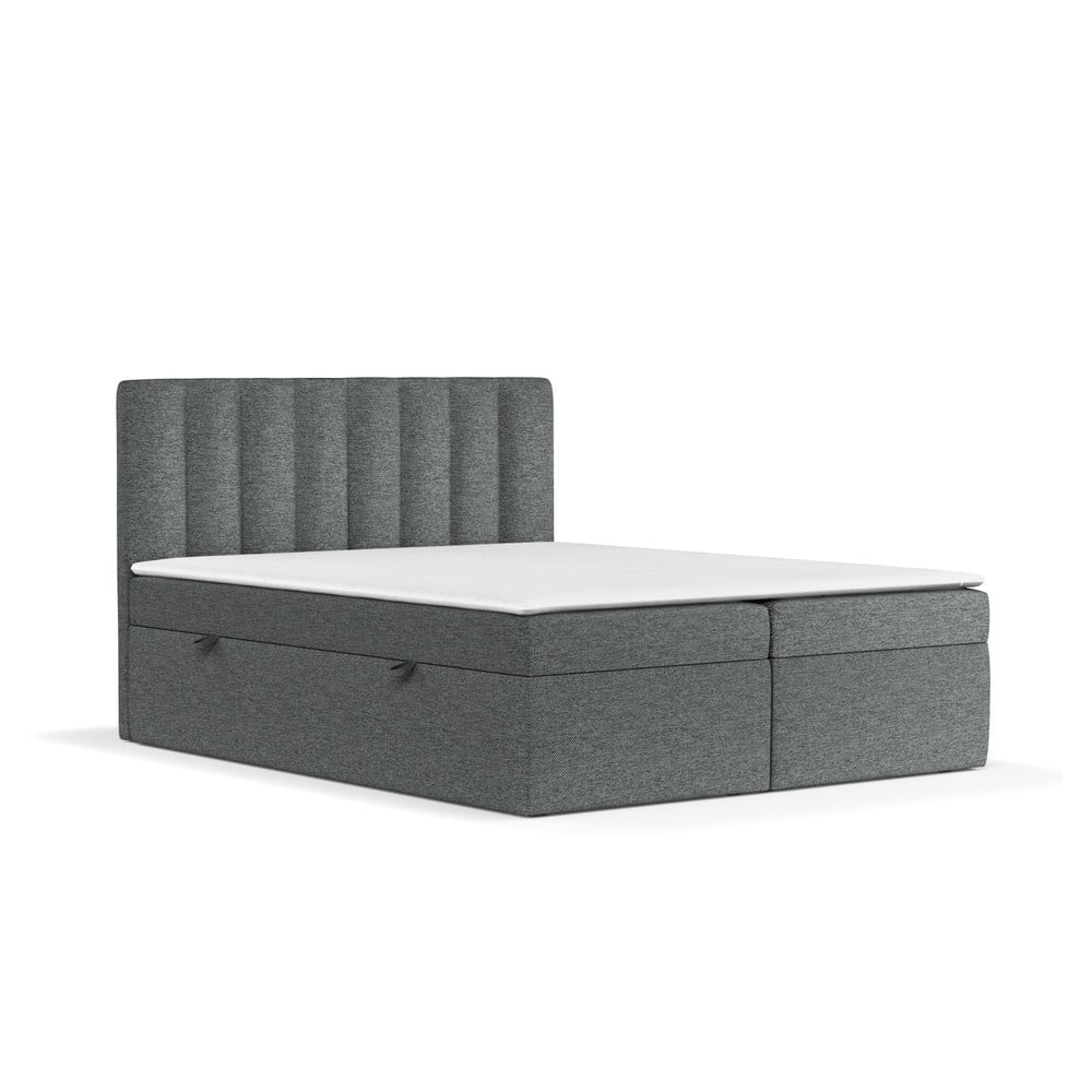 Letto boxspring grigio scuro con contenitore 180x200 cm Novento - Maison de Rêve | Letti boxspring