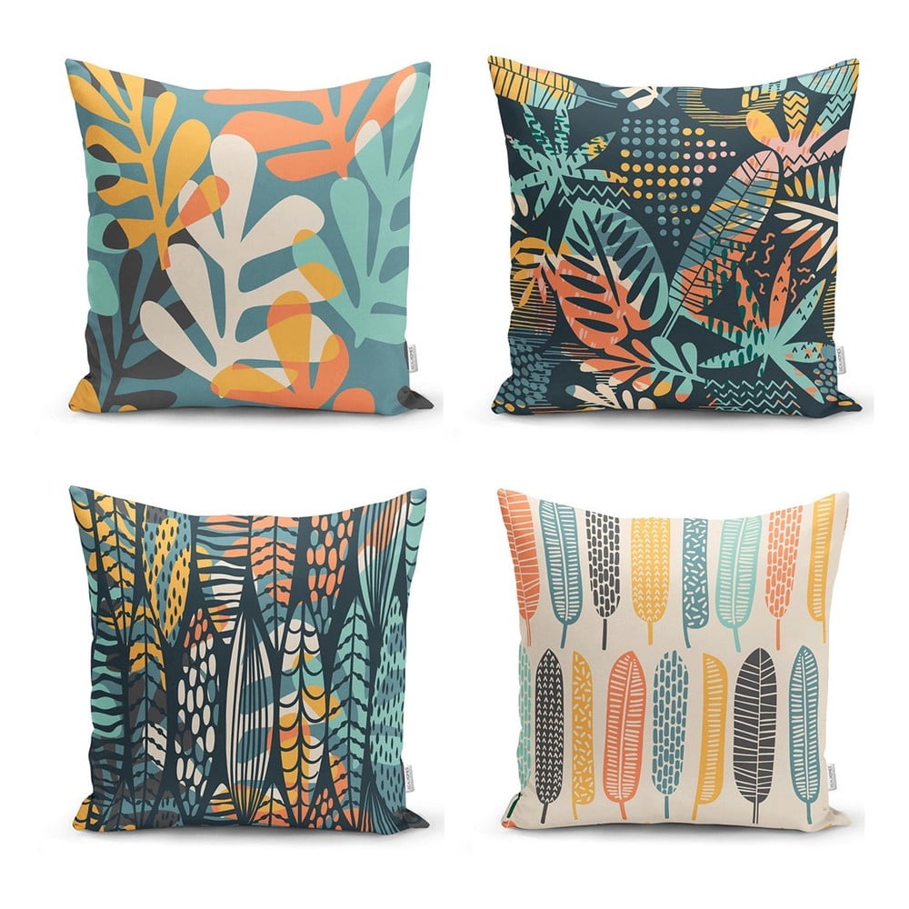 Set di 4 federe Foglie colorate, 43 x 43 cm - Minimalist Cushion Covers | Federe