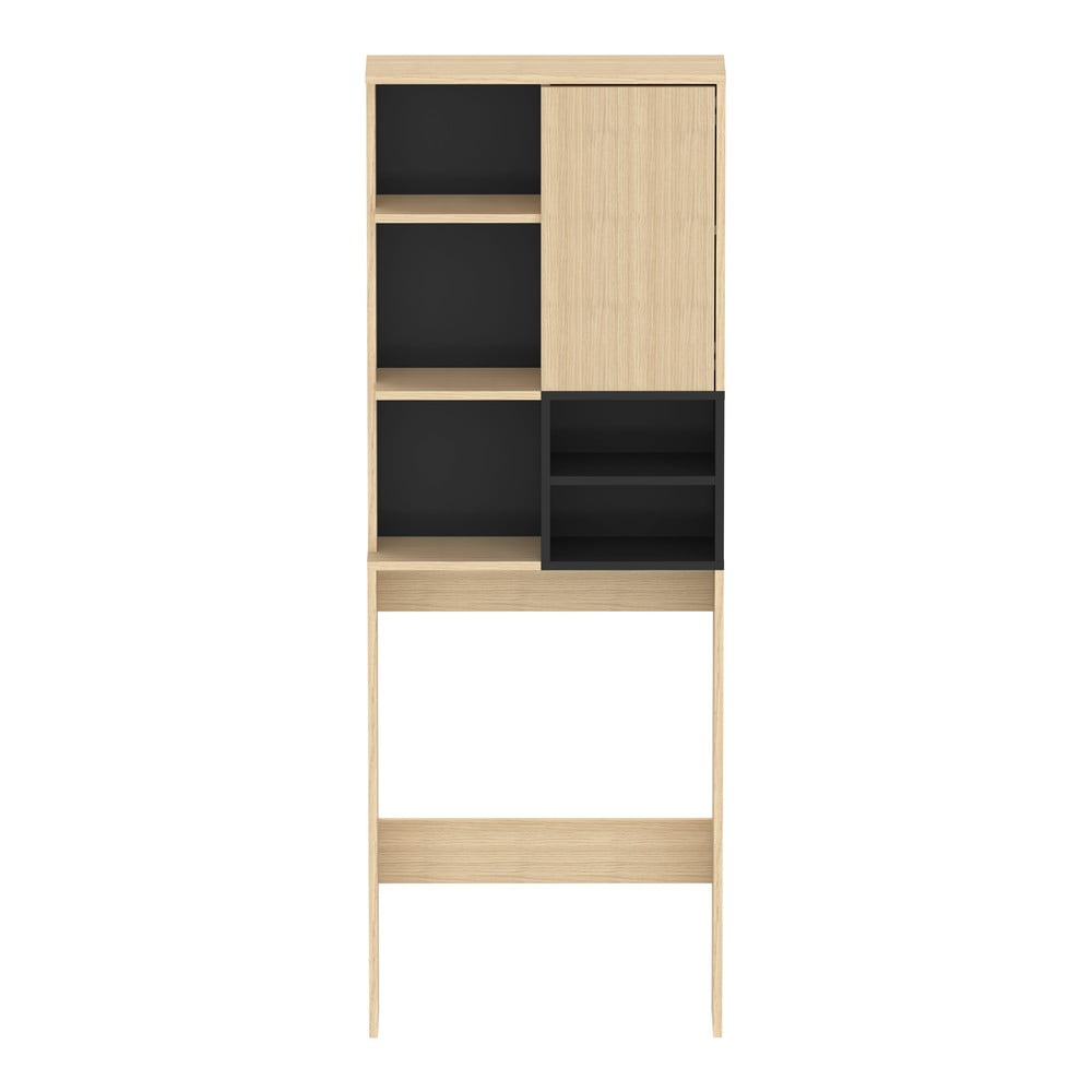 Mobile bagno alto nero in rovere sopra la lavatrice/toilette 64x179 cm Kube - TemaHome | Armadietti e mobili da bagno