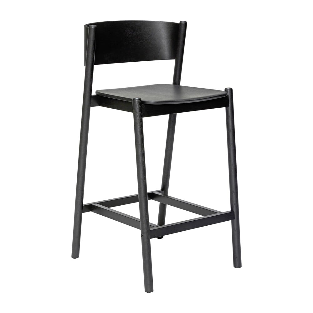 Sgabello da bar nero in legno di quercia altezza seduta 75 cm Oblique - Hübsch | Sedie da bar