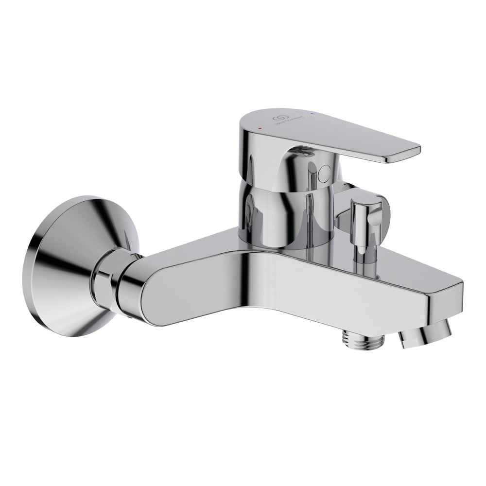 Rubinetto per vasca da bagno argentato effetto lucido a muro Cerafine D - Ideal Standard | Rubinetteria