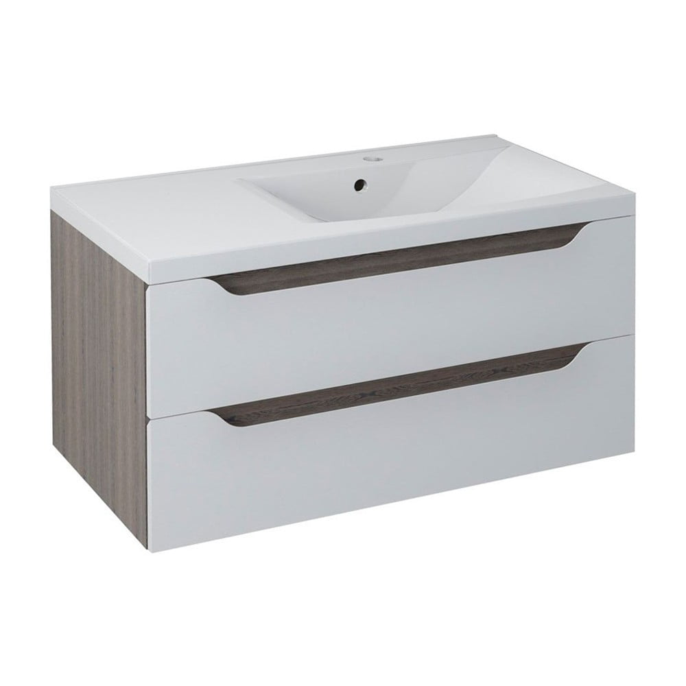 Mobile senza lavabo bianco/di colore naturale con effetto legno esotico da appendere 90x45 cm Wave – Sapho | Mobili da lavabo