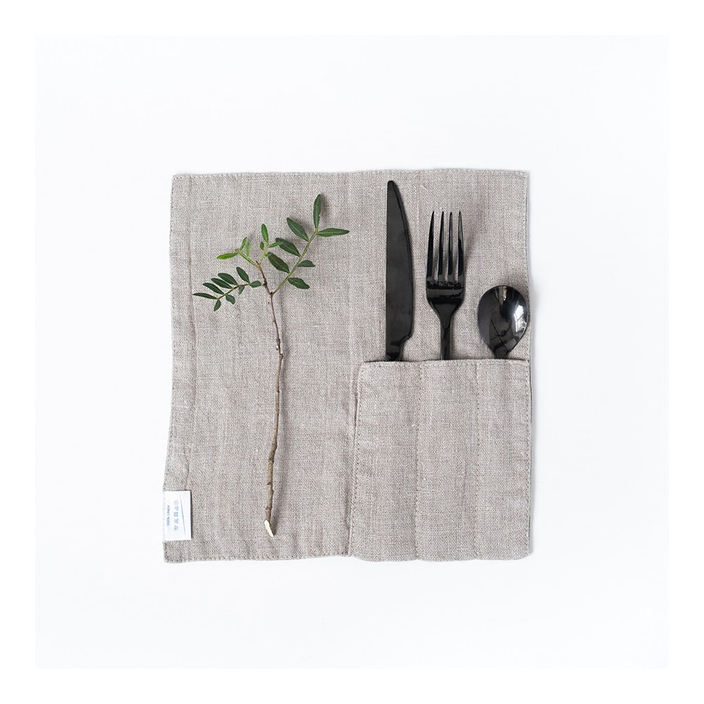 Set di 2 tasche in lino beige per posate Natural - Linen Tales | Tovaglioli