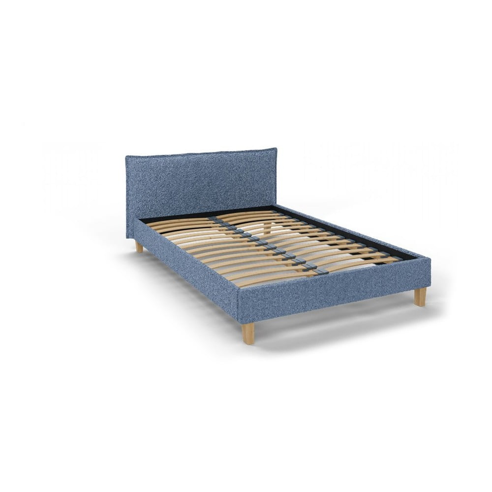 Letto matrimoniale imbottito blu con griglia 140x200 cm Tina - Ropez | Letti matrimoniali