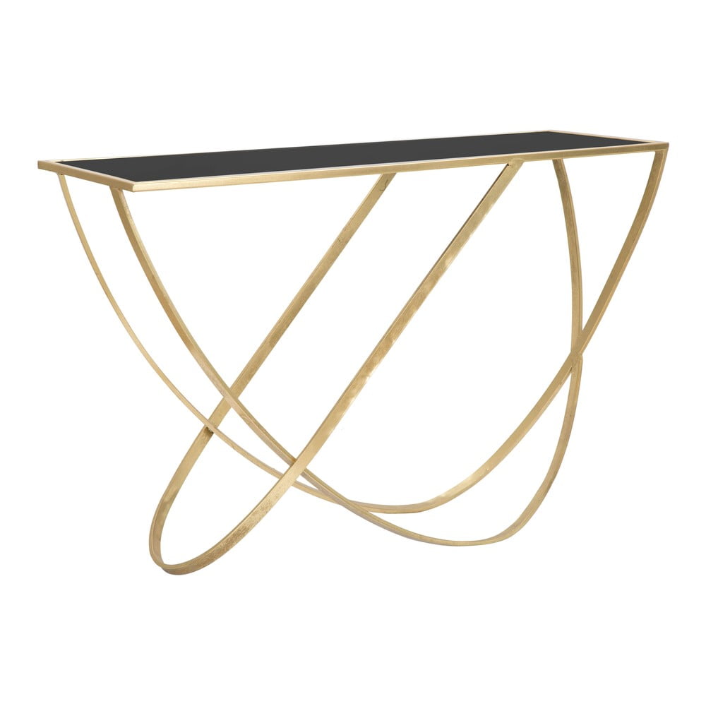 Consolle con piano in vetro nero e oro 40x120 cm Ring - Mauro Ferretti | Tavoli consolle