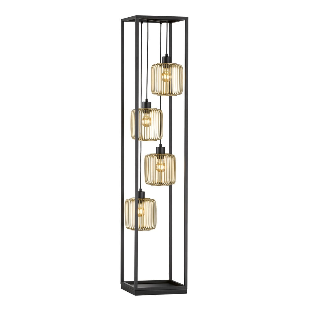 Lampada da terra nera con paralume in vetro (altezza 150 cm) Caydo – Fischer & Honsel | Lampade da terra