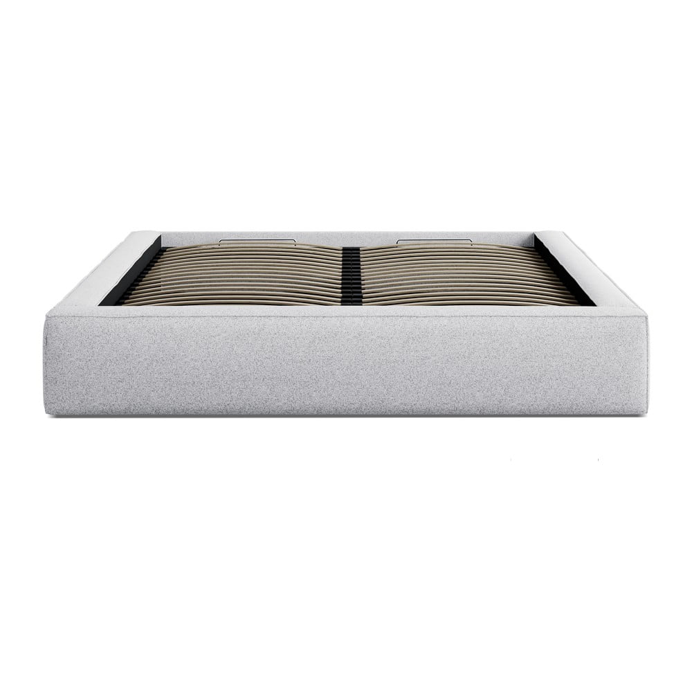 Letto matrimoniale imbottito grigio chiaro con vano contenitore con griglia 160x200 cm Simon - Micadoni | Letti matrimoniali