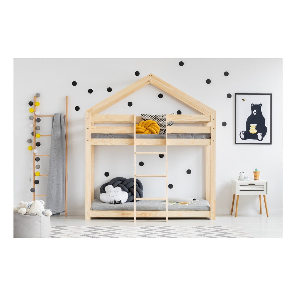 Letto a castello in legno di pino Mila DMP, 80 x 160 cm - Adeko | Letti per bambini