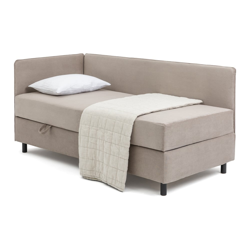 Letto singolo imbottito grigio tortora con contenitore con materasso incluso 90x200 cm Avela – Bonami Selection | Letti singoli