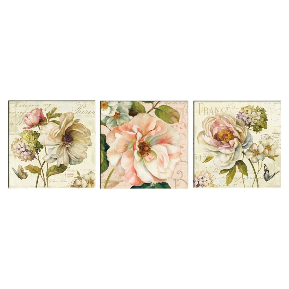 Set di 3 dipinti Vintage Flowers - Tablo Center | Quadri