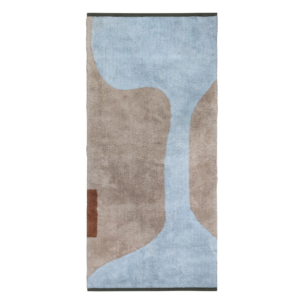 Passatoia lavabile in cotone azzurro e beige 70x150 cm Figura - Mette Ditmer Denmark | Tappeti