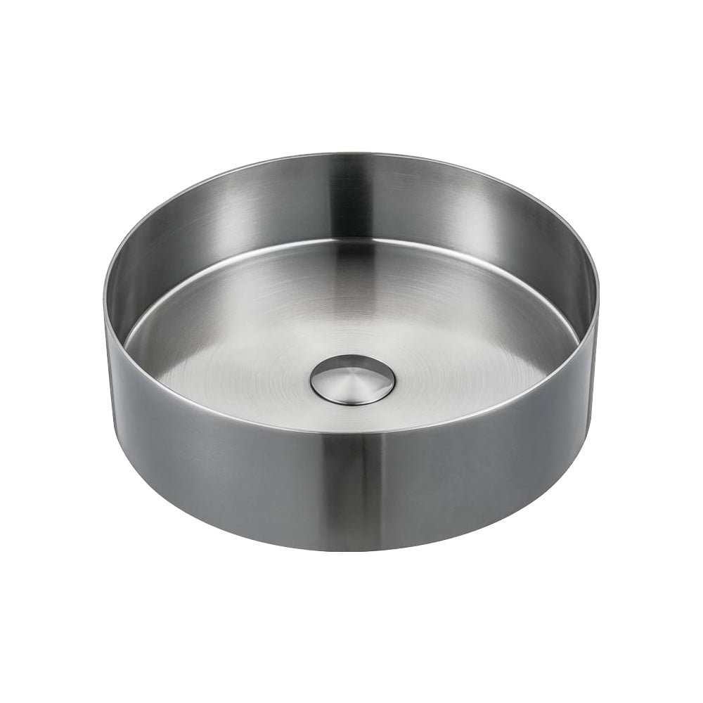 Lavabo rotondo argentato in acciaio inox ø 38 cm Aurum – Sapho | Lavabi