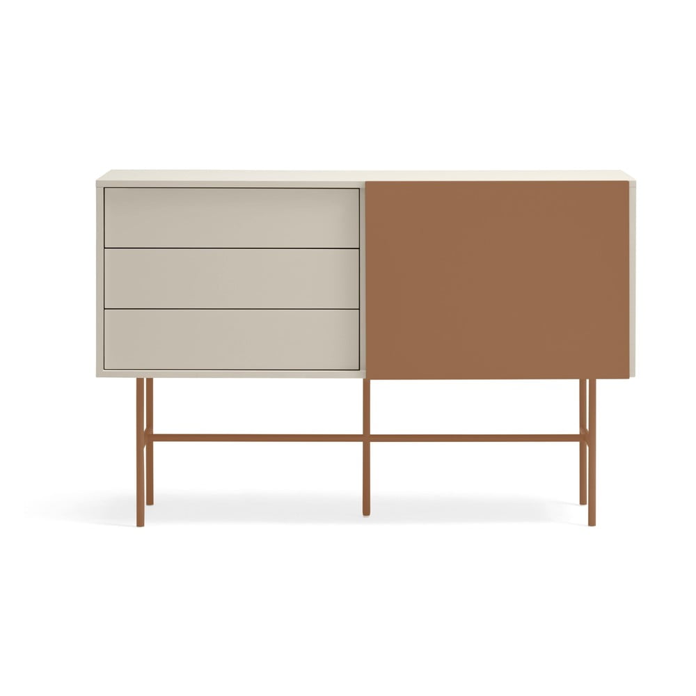 Cassettiera bassa con ante scorrevoli in mattone/beige 140x91 cm Nube - Teulat | Cassettiere