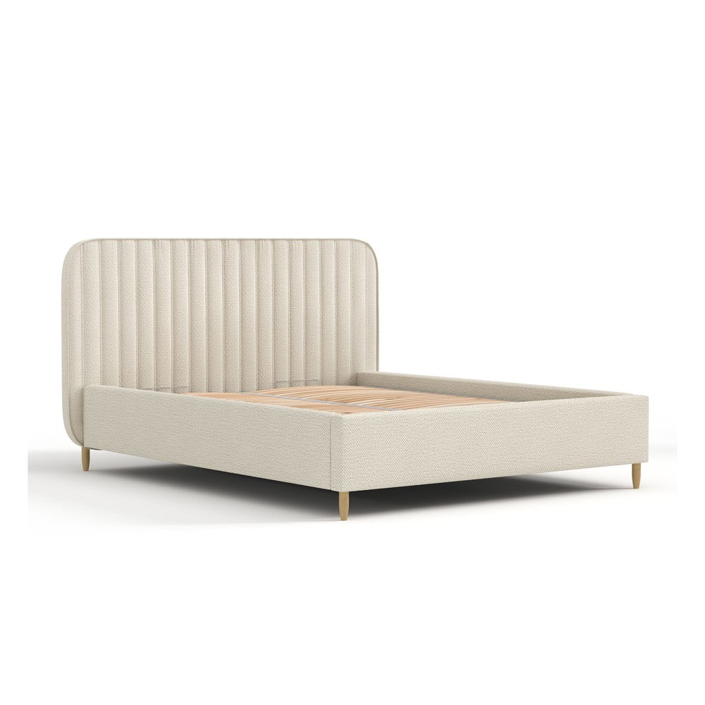 Letto singolo beige imbottito con spazio contenitivo con rete inclusa 120x200 cm Noto – Maison de Rêve | Letti singoli