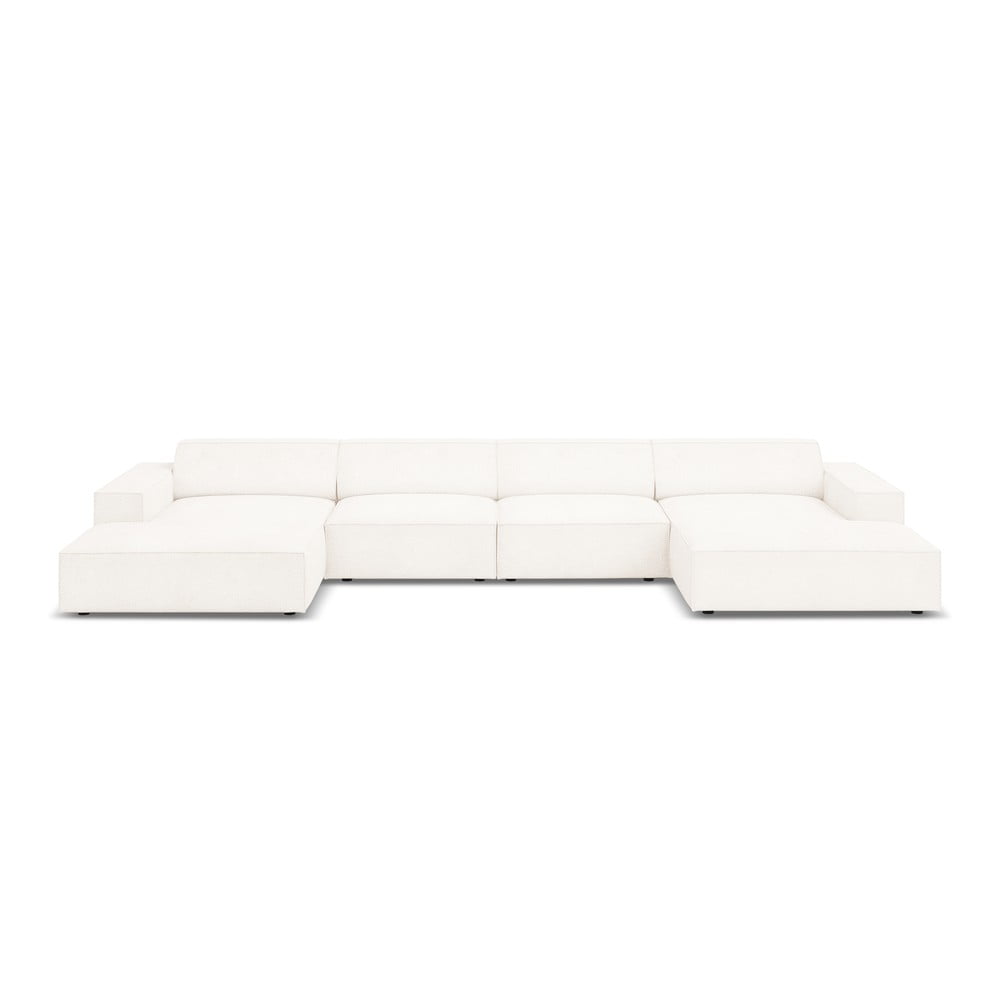 Divano angolare beige in tessuto bouclé (a U) Jodie - Micadoni Home | Divani ad angolo