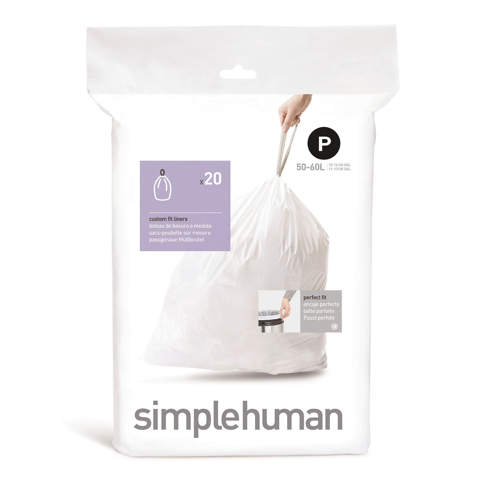 Sacchetti della spazzatura con chiusura 20 pz 60 l P - simplehuman | Sacchetti per la spazzatura