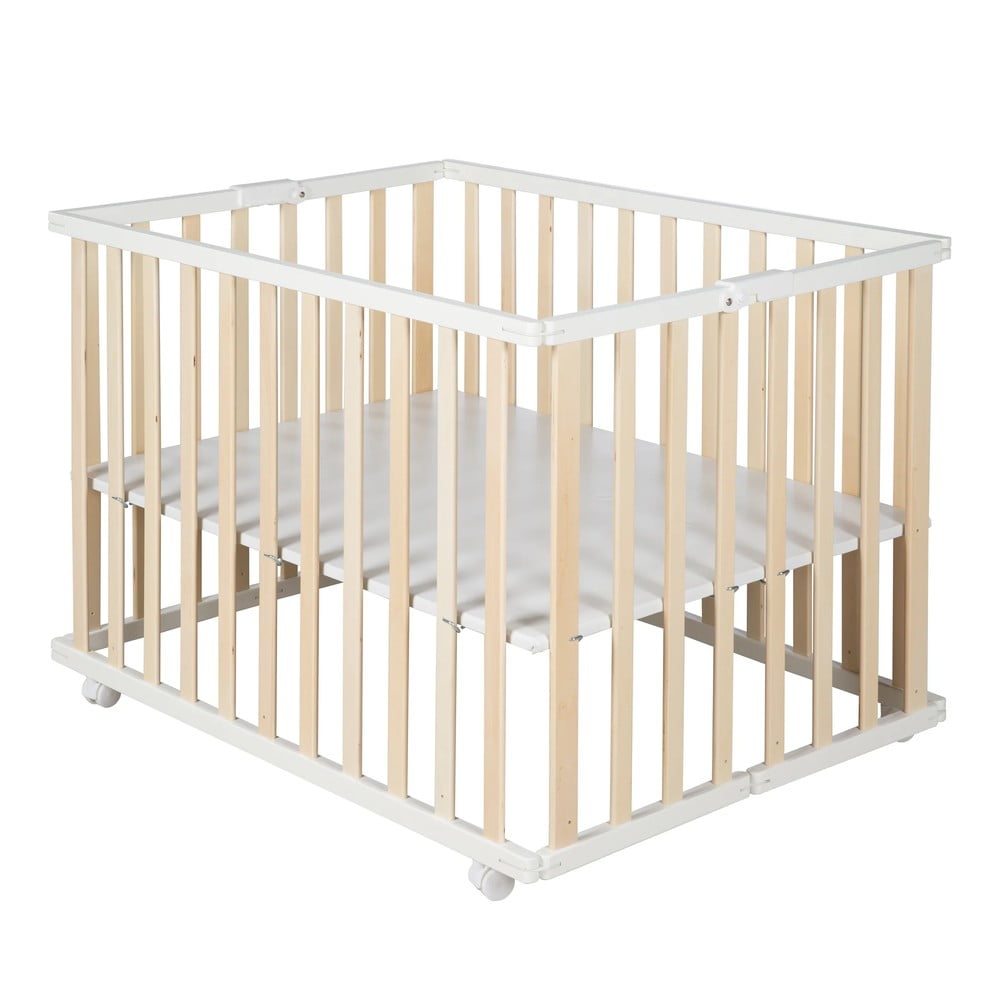 Box in colore bianco e naturale 100x75 cm - Roba | Box per bambini