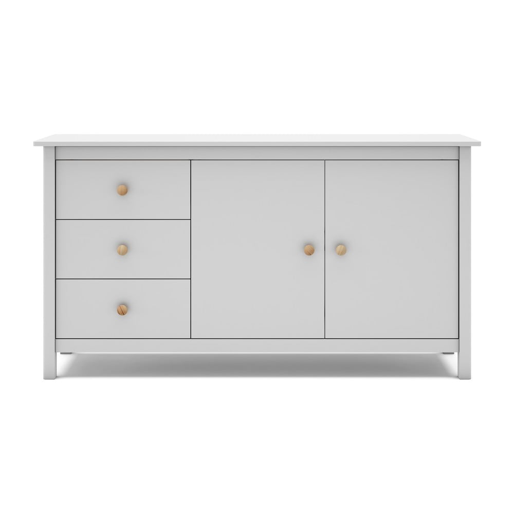 Cassettiera bassa bianca per bambini in legno di pino 130x80 cm Max - Marckeric | Cassettiere per bambini