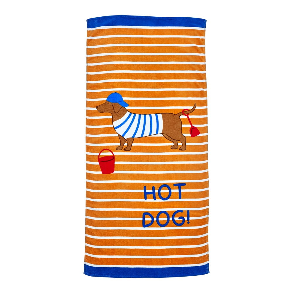 Telo mare arancione in cotone 76x160 cm Hot Dog – Catherine Lansfield | Asciugamani e teli da spiaggia